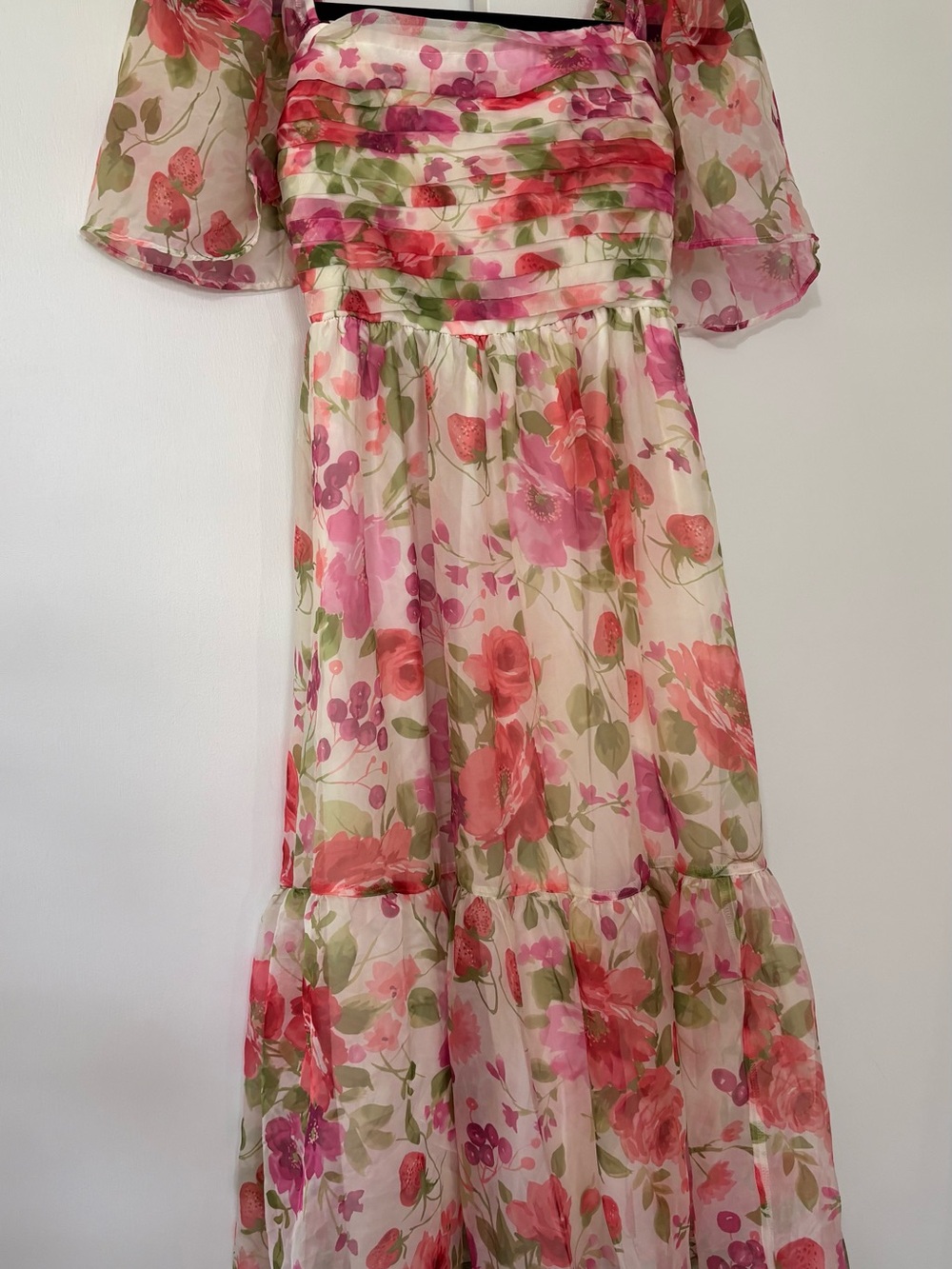 NWOT Abercrombie & Fitch XS Pink Floral Tiered Emerson Midi Dress